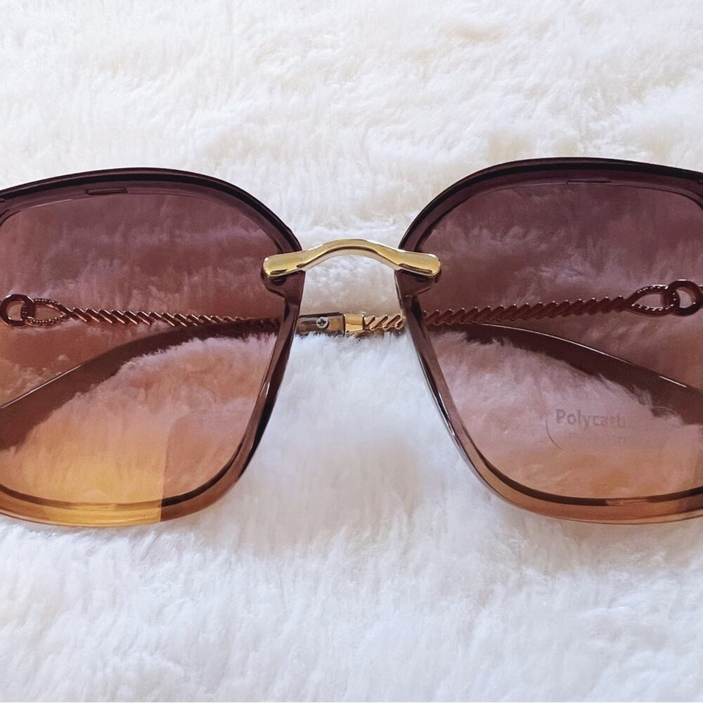 Gia Clear Light Purple Chain Link Oversized Sunglasses - Picture 3 of 12